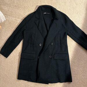 Zara Black Double-Breasted Coat
